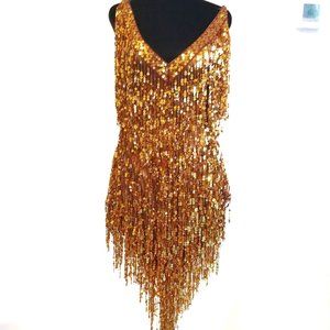 Performance gold sequin dress